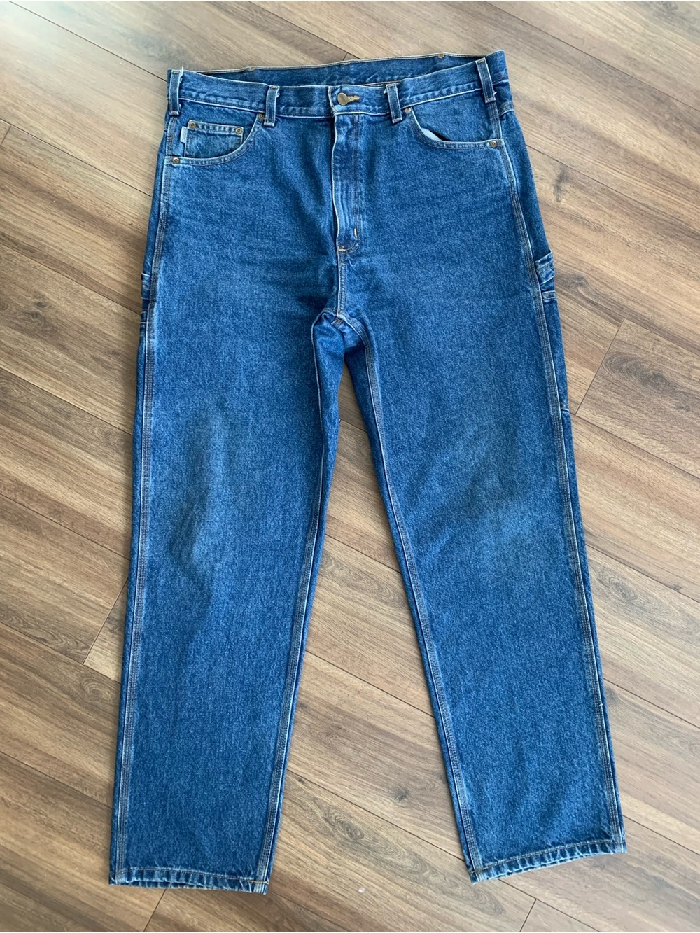Carhartt Jeans Men's Dark Blue Carpenter Jeans with Utility Pockets size 40